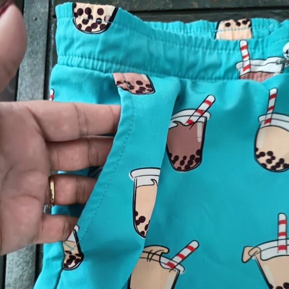 S🩳Mosmann David Jones Blue&Tan Bubble Tea Swim Short Trunks - Picture 6 of 8